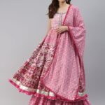 Women's Pink Regular Gotta Patti Pure Cotton Kurta with Sharara & Dupatta