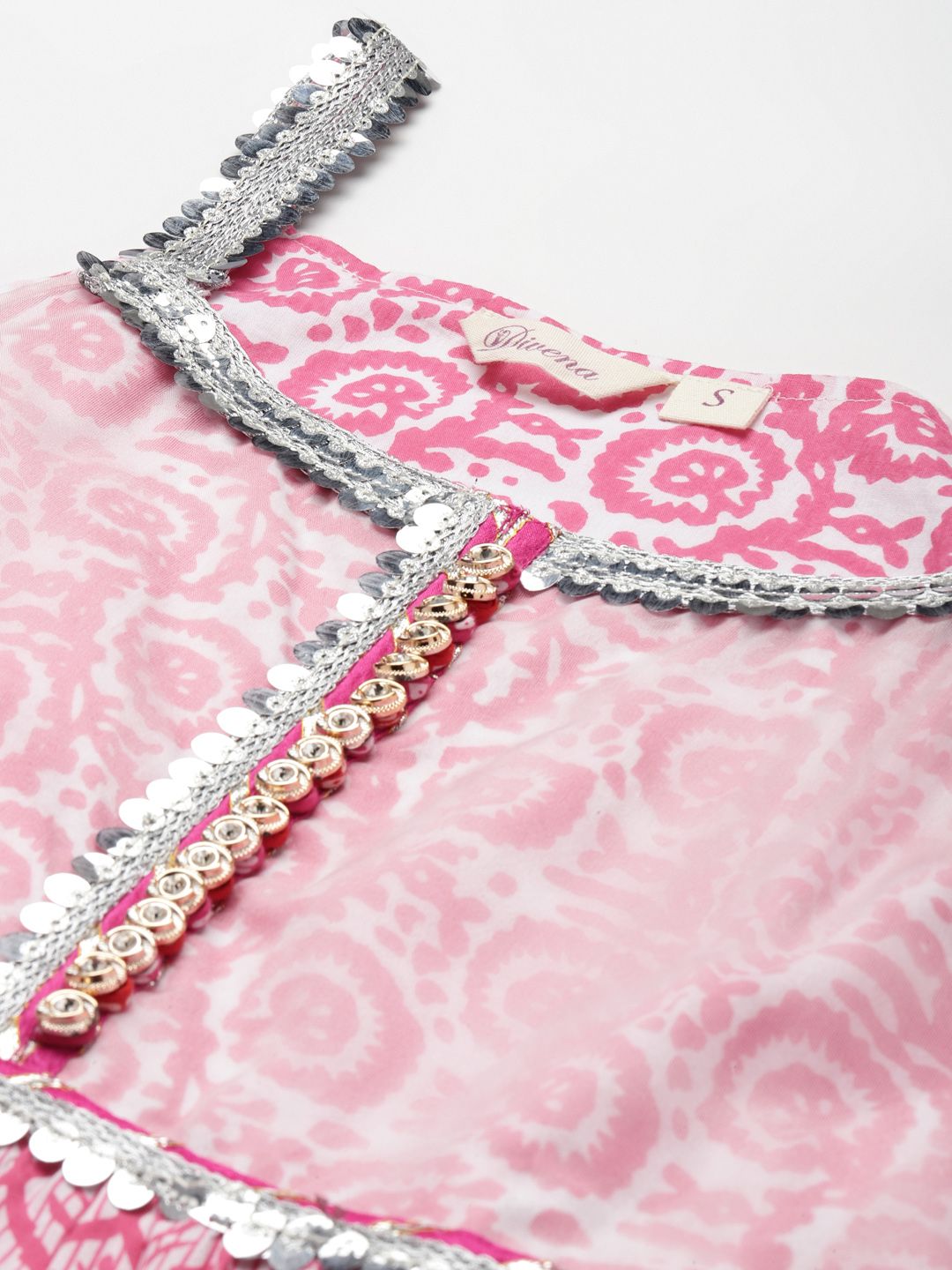 Women's Pink Regular Gotta Patti Pure Cotton Kurta with Sharara & Dupatta_1