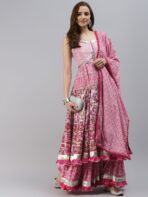 Women's Pink Regular Gotta Patti Pure Cotton Kurta with Sharara & Dupatta - Image 7
