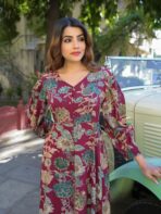Printed Puff Sleeve Fit & Flare Maxi Dress - Image 3