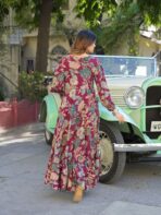 Printed Puff Sleeve Fit & Flare Maxi Dress - Image 4