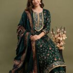 Women Anarkali flair style Kurti with pant dupatta set