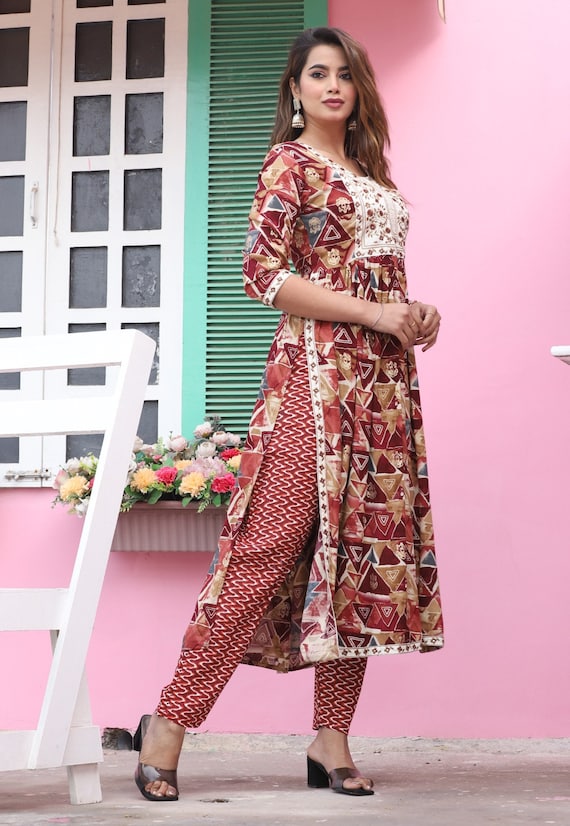 M to 7xl Plus Size Naira Cut Rayon kurti With palazzo set large size kurti Plus size clothing Wedding Plus Size Indianwear festive dress TREDIFIC