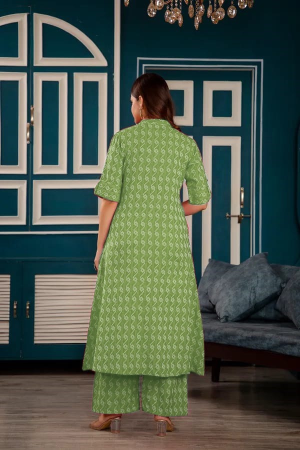 Aline kurti pattern paired with Ankle length plazo TREDIFIC