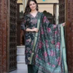 Pure Muslin Kurti with Pent and Digital Print Zari dupatta
