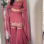 Gold Crush With Heavy Embroidery Sequence Work Top-Bottom And Dupatta Set