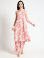 Tredific Cream Floral Print Rayon Fabric Co-ord set - Image 8