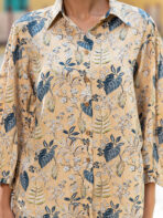 Tredific Yellow Floral Print Rayon Fabric Shirts Shorts With Crop Top three Piece set - Image 7