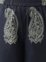 Navy Cotton Paisley Print Kurta Hem Cuffed Pant set - Image 4