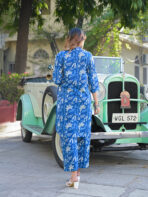 Blue Floral Print Cotton Fabric Kurta with Pant - Image 6