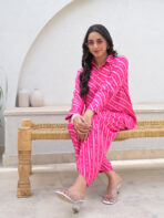 Women Pink Striped Shirt With Trousers Co-Ords Set - Image 13