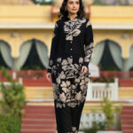 Black Hand Painted Women Muslin Co-ord Set