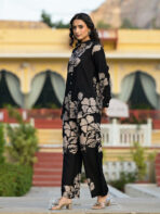 Black Hand Painted Women Muslin Co-ord Set - Image 10